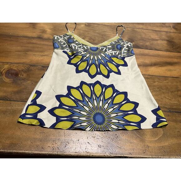 Vince Womens Silk Floral Print Spaghetti Strap Camisole Blouse Top Green Size 6 - Picture 3 of 9